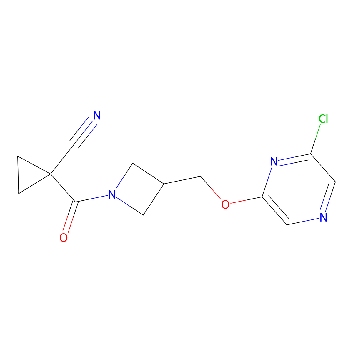 1-(3-{[(6-Chloropyrazin-2-yl)oxy]methyl}azetidine-1-carbonyl)cyclopropane-1-carbonitrile molecular structure, CAS 3030851-33-0