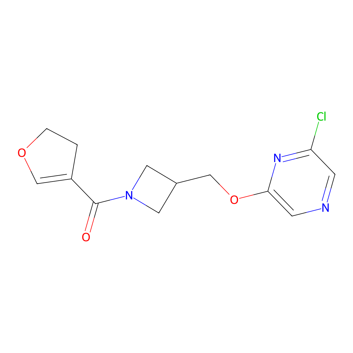 2-Chloro-6-{[1-(4,5-dihydrofuran-3-carbonyl)azetidin-3-yl]methoxy}pyrazine molecular structure, CAS 3030851-36-3