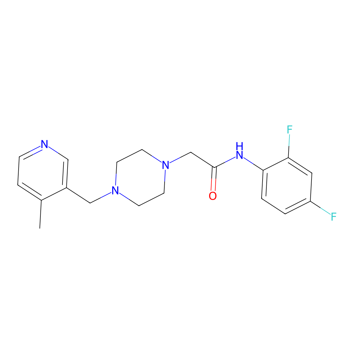 N-(2,4-difluorophenyl)-2-[4-[(4-methylpyridin-3-yl)methyl]piperazin-1-yl]acetamide molecular structure, CAS 3030855-74-1