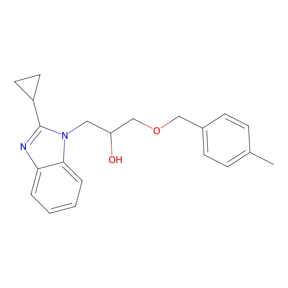 1-(2-Cyclopropylbenzimidazol-1-yl)-3-[(4-methylphenyl)methoxy]propan-2-ol molecular structure, CAS 3030857-27-0