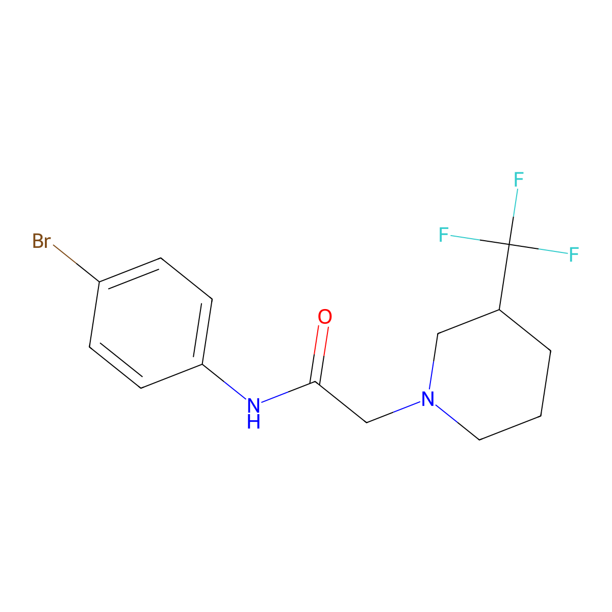 N-(4-Bromophenyl)-2-(3-(trifluoromethyl)piperidin-1-yl)acetamide molecular structure, CAS 3030857-89-4