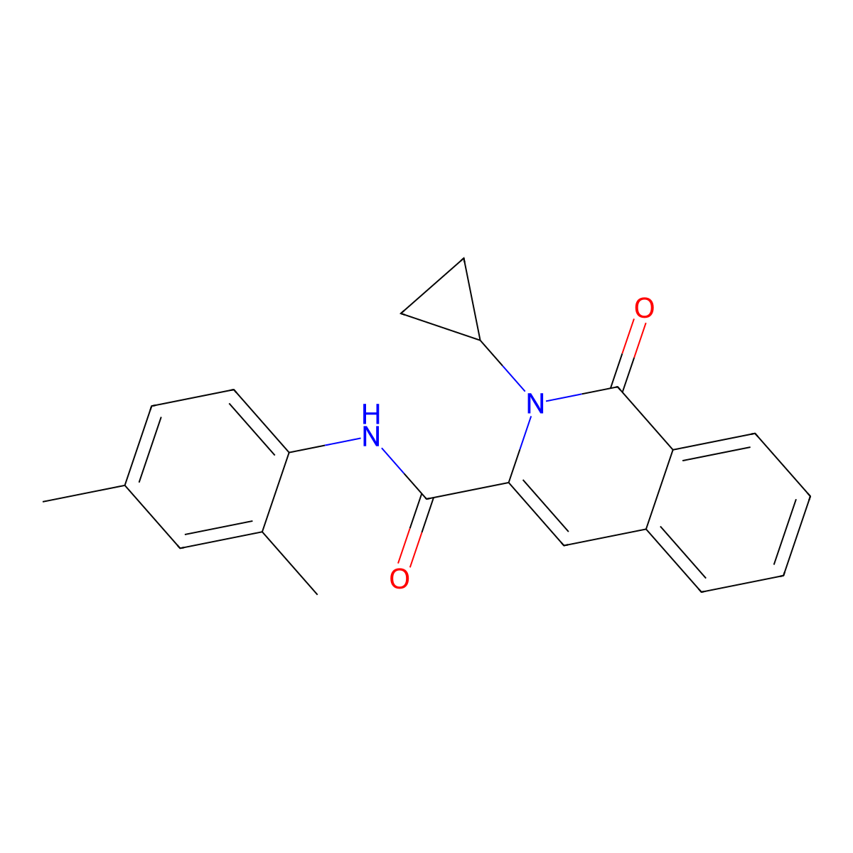 2-cyclopropyl-N-(2,4-dimethylphenyl)-1-oxoisoquinoline-3-carboxamide molecular structure, CAS 3030861-82-3