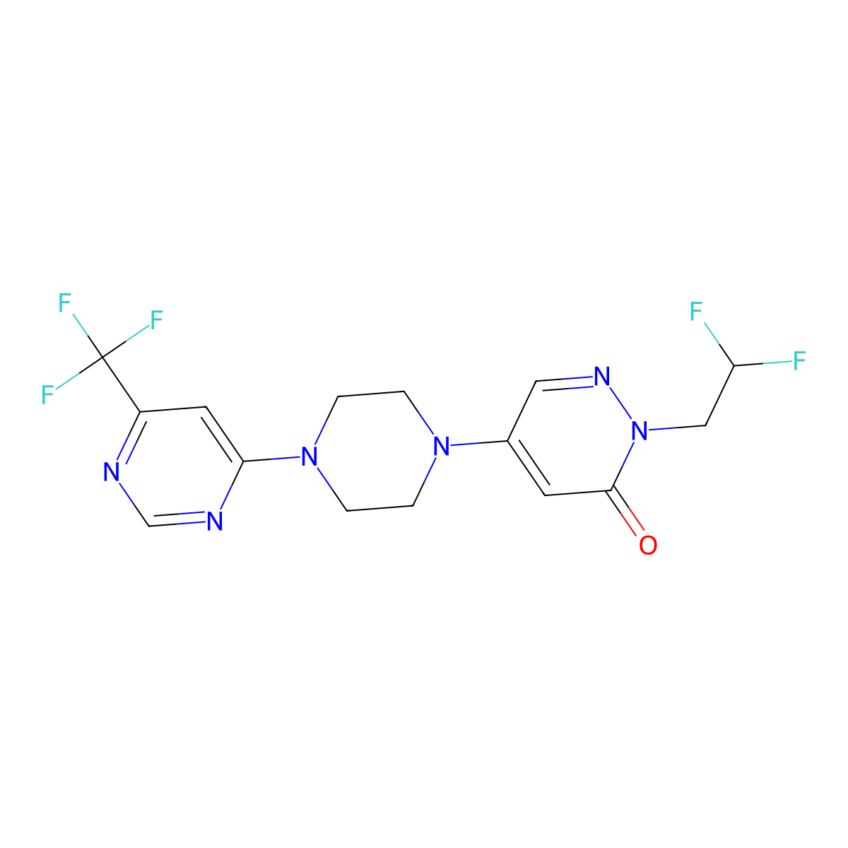 2-(2,2-Difluoroethyl)-5-{4-[6-(trifluoromethyl)pyrimidin-4-yl]piperazin-1-yl}-2,3-dihydropyridazin-3-one molecular structure, CAS 3030863-49-8
