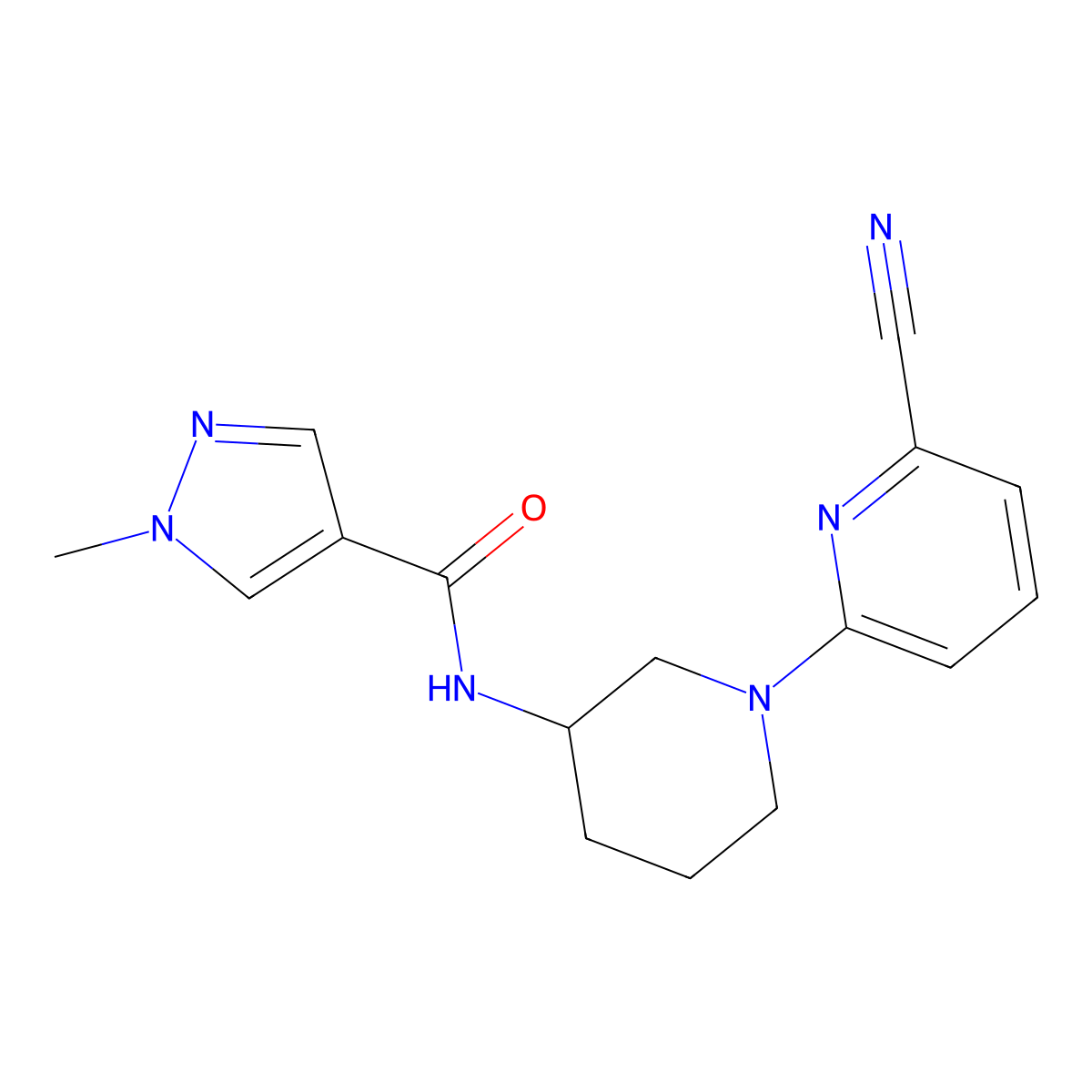 N-[1-(6-cyanopyridin-2-yl)piperidin-3-yl]-1-methyl-1H-pyrazole-4-carboxamide molecular structure, CAS 3030863-54-5