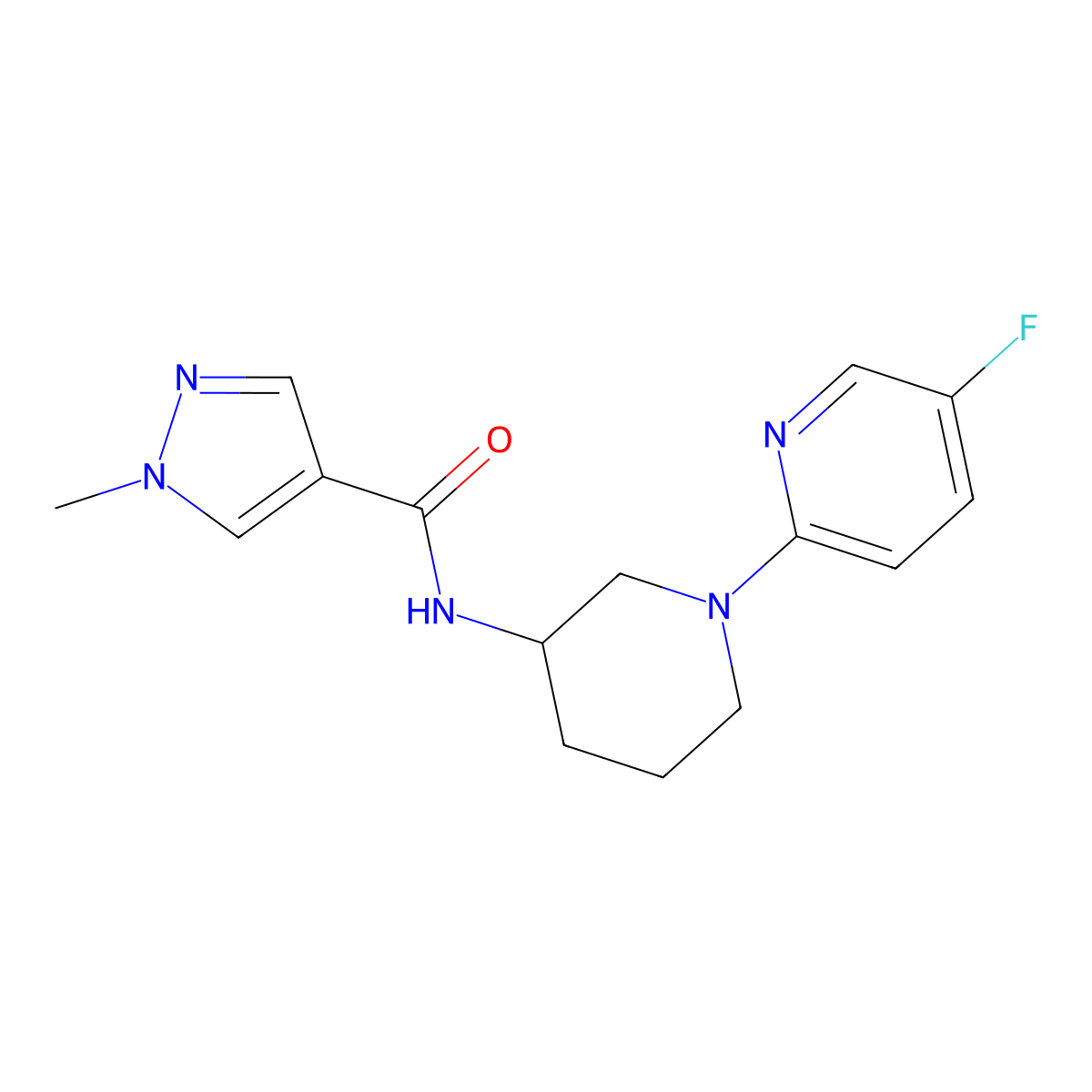N-[1-(5-fluoropyridin-2-yl)piperidin-3-yl]-1-methyl-1H-pyrazole-4-carboxamide molecular structure, CAS 3030863-61-4