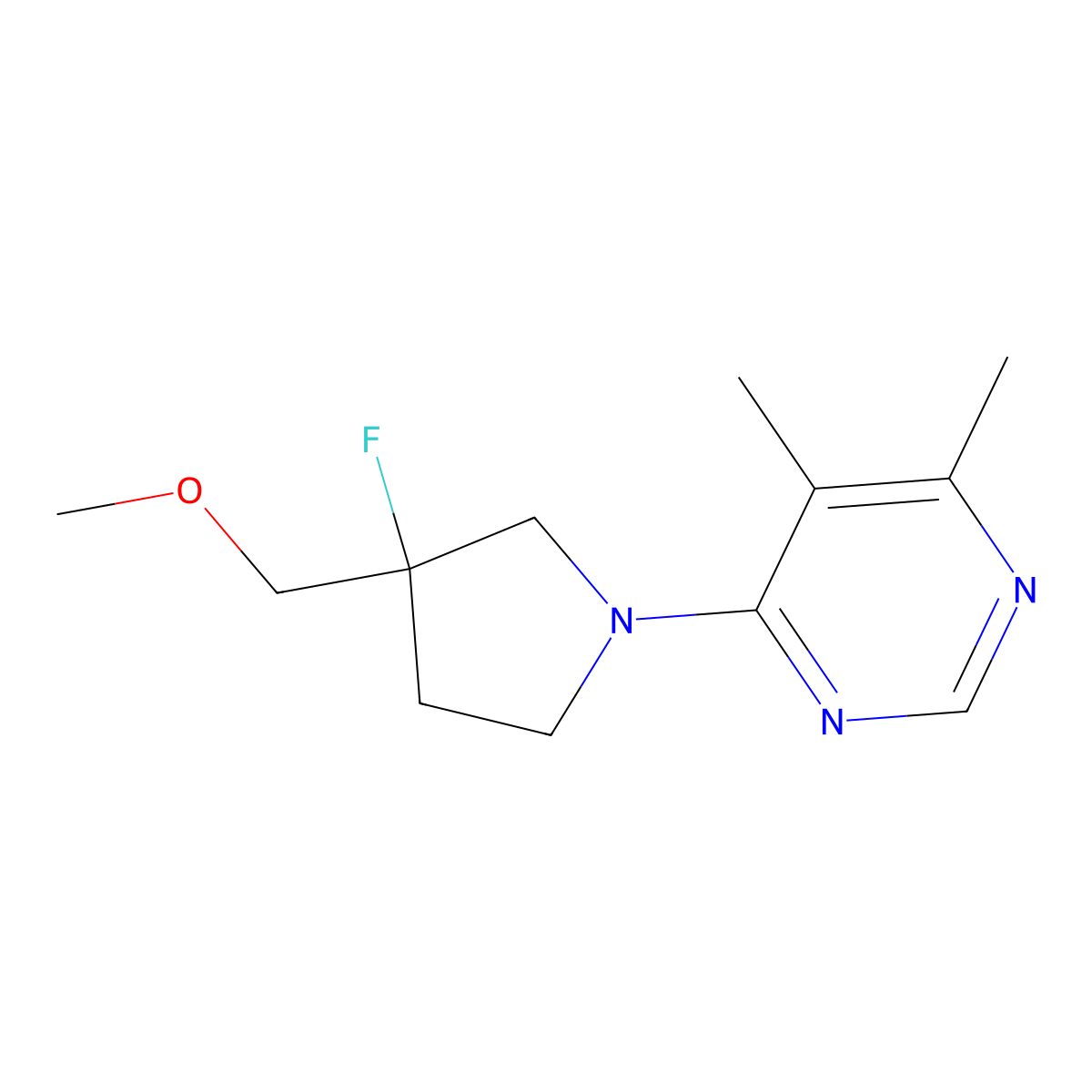 4-[3-Fluoro-3-(methoxymethyl)pyrrolidin-1-yl]-5,6-dimethylpyrimidine molecular structure, CAS 3030863-83-0
