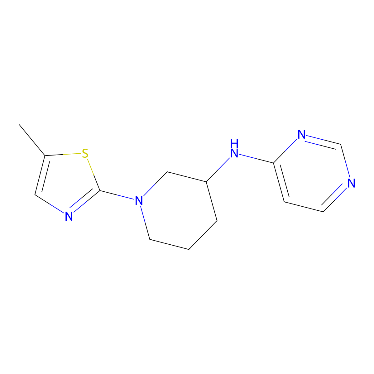 N-[1-(5-methyl-1,3-thiazol-2-yl)piperidin-3-yl]pyrimidin-4-amine molecular structure, CAS 3030864-30-0