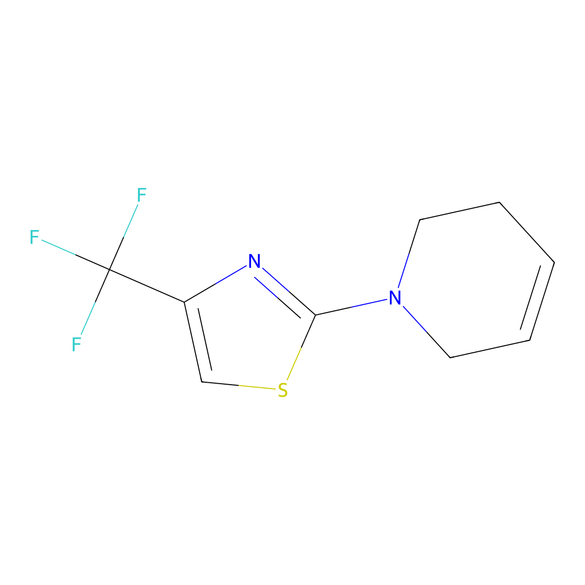 2-(3,6-dihyro-2H-pyridin-1-yl)-4-(trifluoromethyl)-1,3-thiazole molecular structure, CAS 3030864-34-4