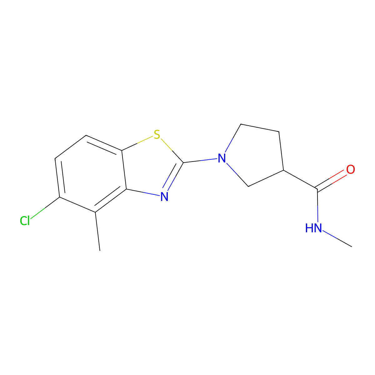 1-(5-chloro-4-methyl-1,3-benzothiazol-2-yl)-N-methylpyrrolidine-3-carboxamide molecular structure, CAS 3030864-49-1