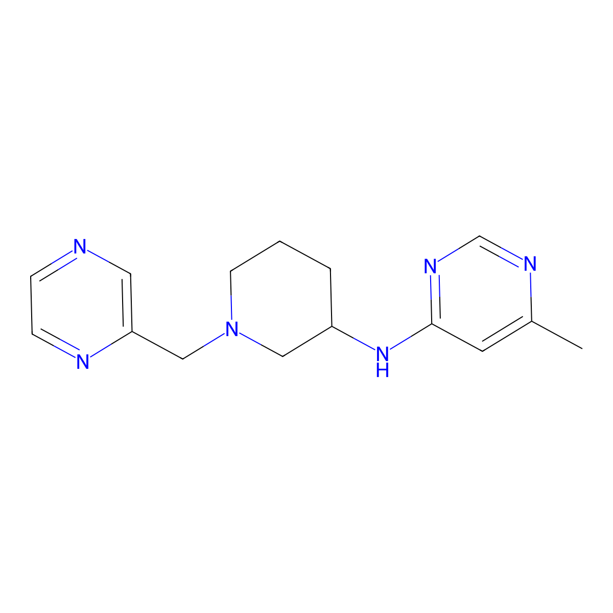 6-methyl-N-{1-[(pyrazin-2-yl)methyl]piperidin-3-yl}pyrimidin-4-amine molecular structure, CAS 3030864-51-5