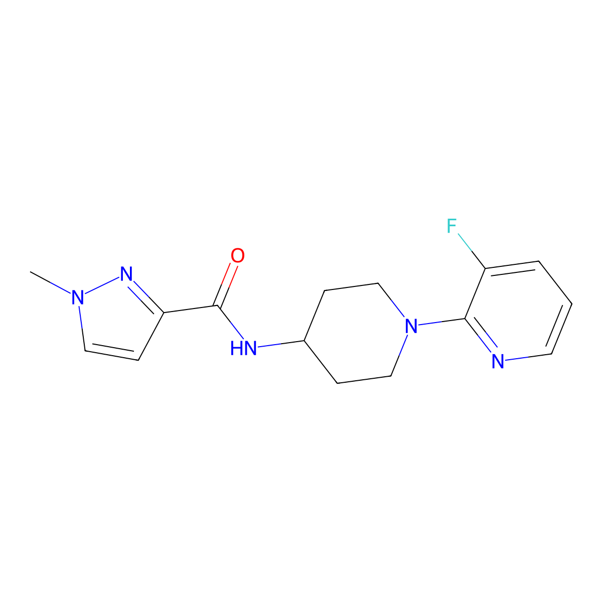 N-[1-(3-fluoropyridin-2-yl)piperidin-4-yl]-1-methyl-1H-pyrazole-3-carboxamide molecular structure, CAS 3030864-71-9