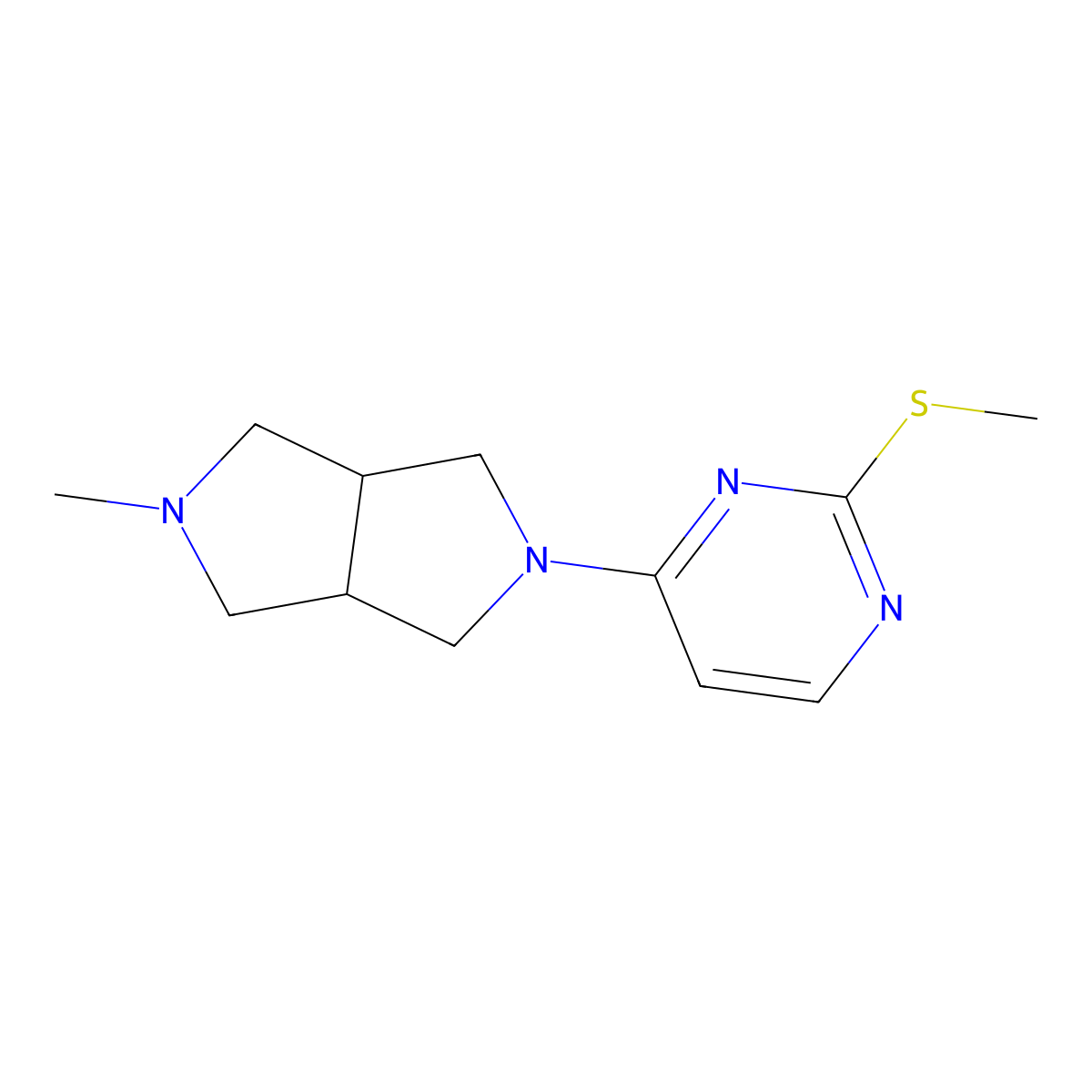4-{5-Methyl-octahydropyrrolo[3,4-c]pyrrol-2-yl}-2-(methylsulfanyl)pyrimidine molecular structure, CAS 3030864-85-5