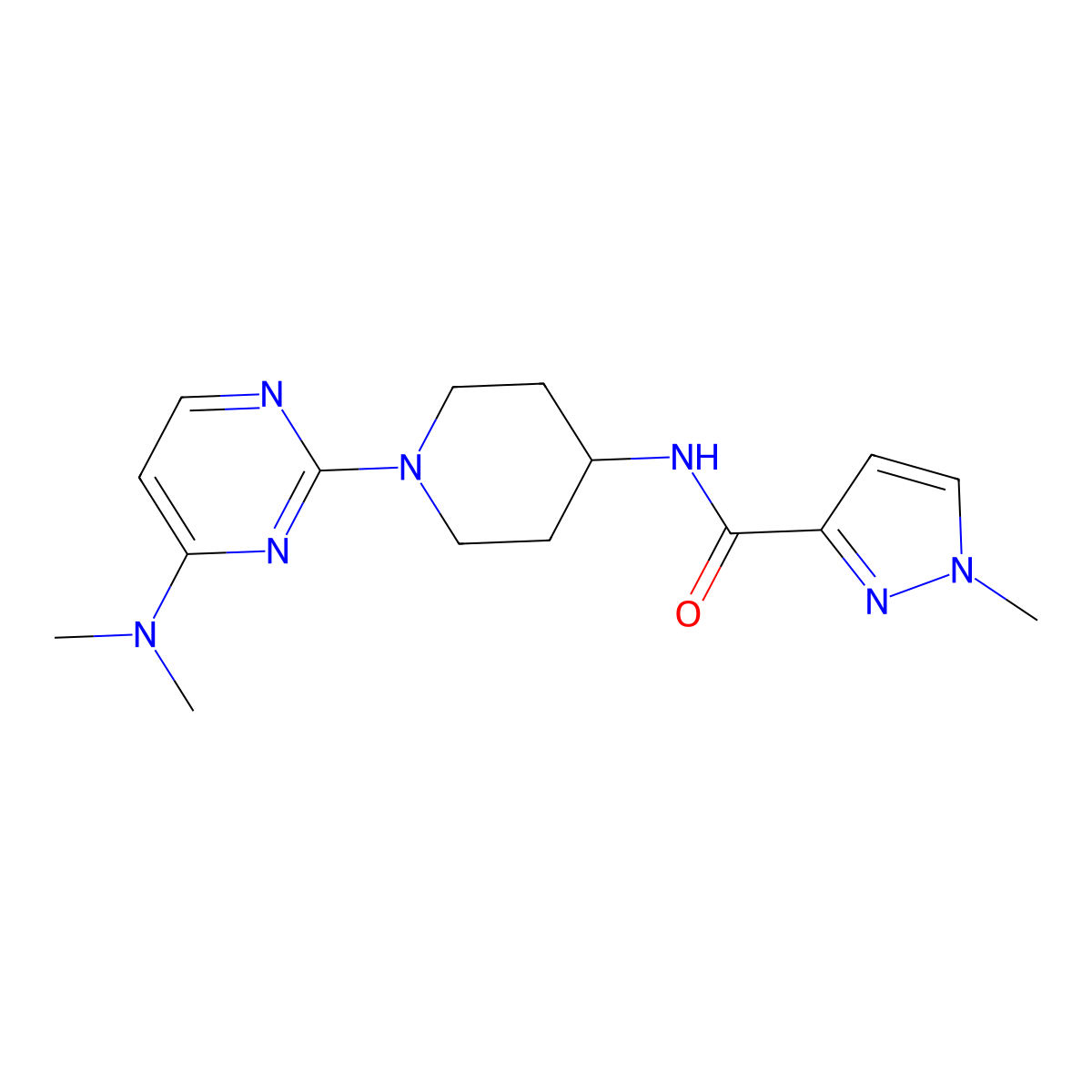 N-{1-[4-(dimethylamino)pyrimidin-2-yl]piperidin-4-yl}-1-methyl-1H-pyrazole-3-carboxamide molecular structure, CAS 3030864-86-6