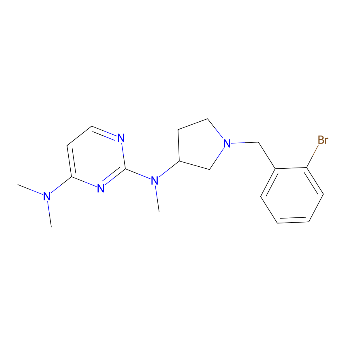 N2-{1-[(2-bromophenyl)methyl]pyrrolidin-3-yl}-N2,N4,N4-trimethylpyrimidine-2,4-diamine molecular structure, CAS 3030864-90-2