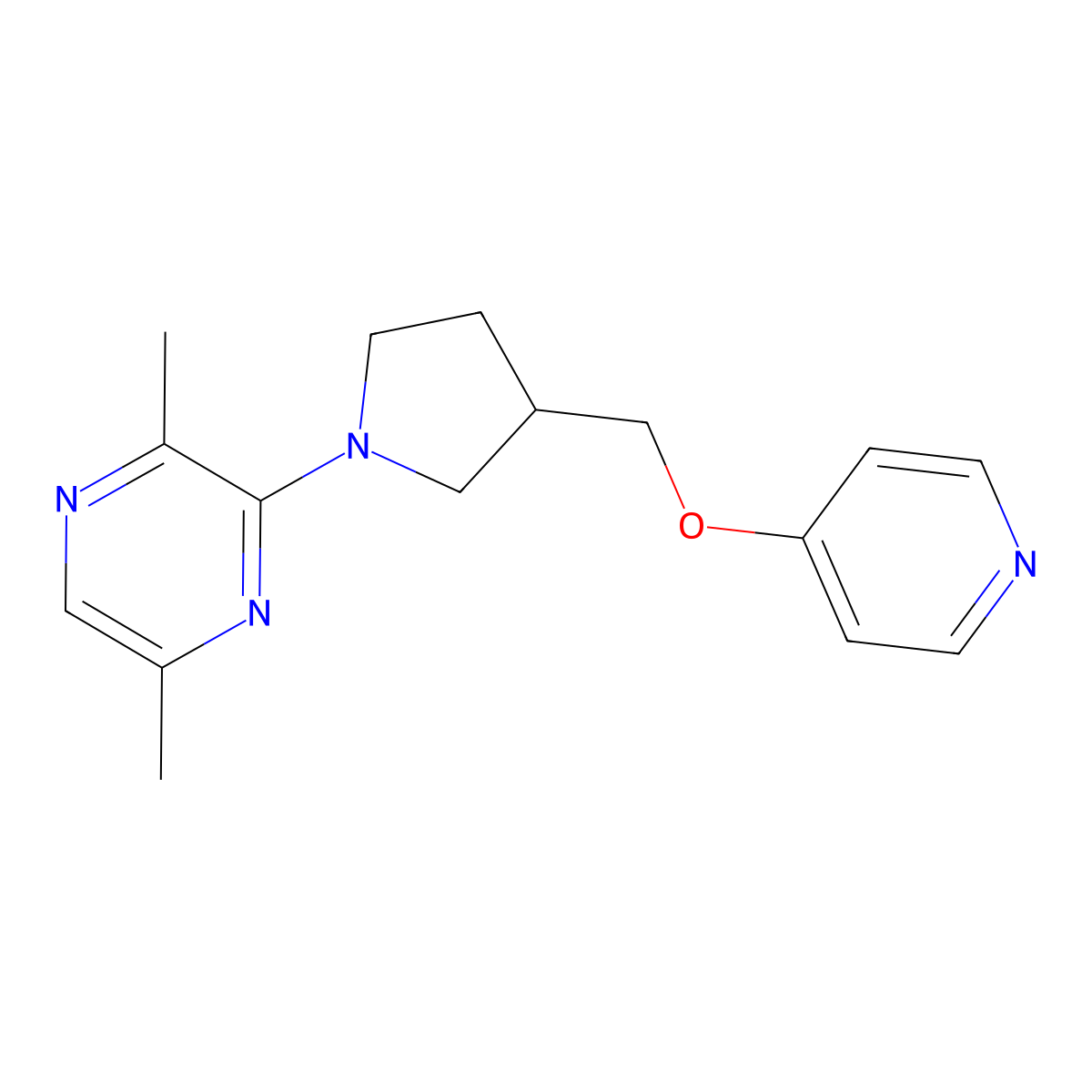2,5-Dimethyl-3-{3-[(pyridin-4-yloxy)methyl]pyrrolidin-1-yl}pyrazine molecular structure, CAS 3030864-95-7