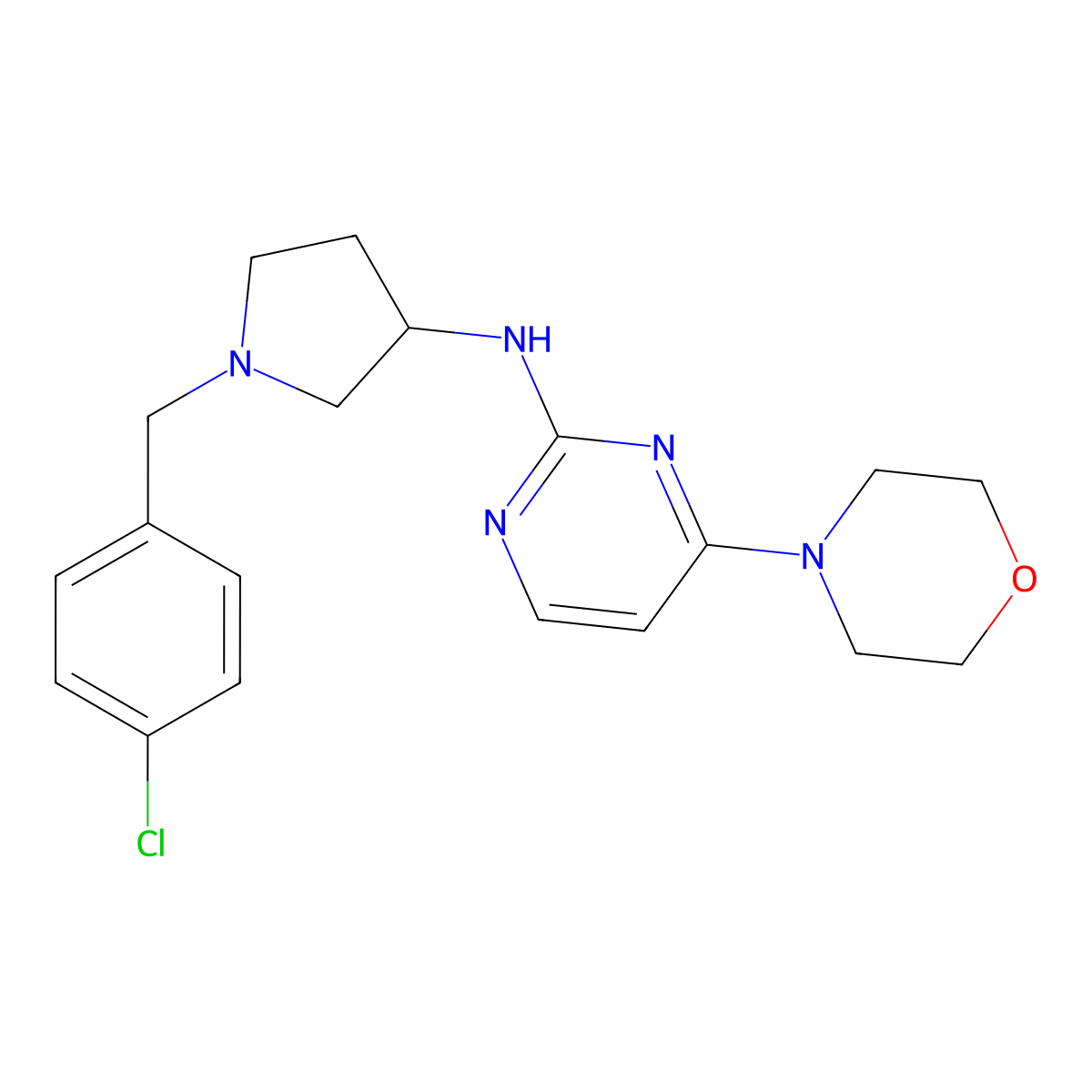 N-{1-[(4-chlorophenyl)methyl]pyrrolidin-3-yl}-4-(morpholin-4-yl)pyrimidin-2-amine molecular structure, CAS 3030864-98-0