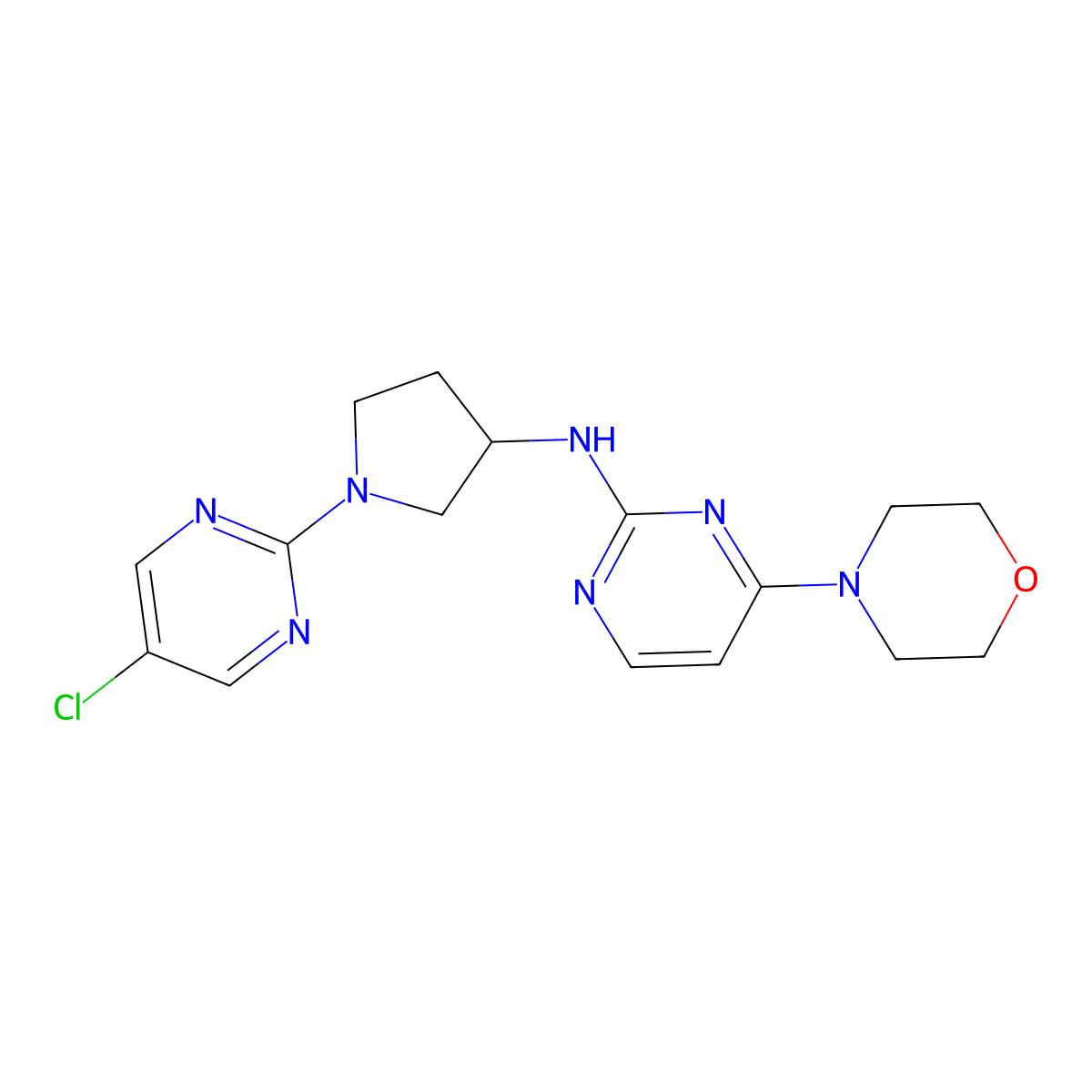 N-[1-(5-chloropyrimidin-2-yl)pyrrolidin-3-yl]-4-(morpholin-4-yl)pyrimidin-2-amine molecular structure, CAS 3030865-03-0