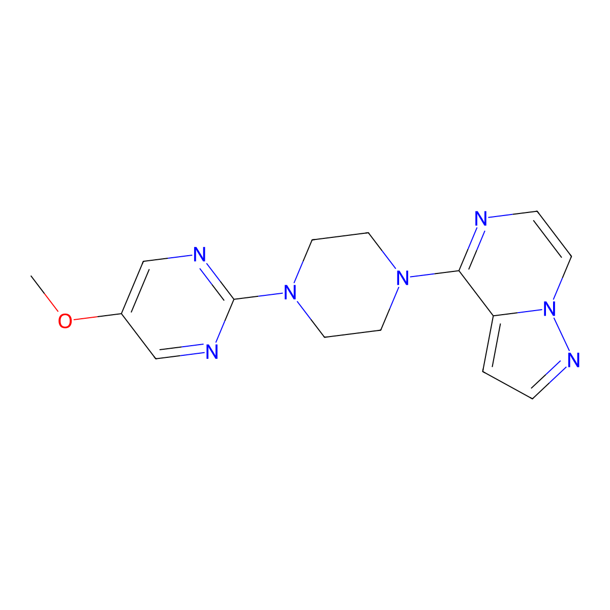5-Methoxy-2-(4-{pyrazolo[1,5-a]pyrazin-4-yl}piperazin-1-yl)pyrimidine molecular structure, CAS 3030865-04-1