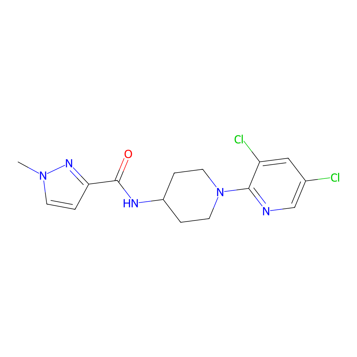 N-[1-(3,5-dichloropyridin-2-yl)piperidin-4-yl]-1-methyl-1H-pyrazole-3-carboxamide molecular structure, CAS 3030865-11-0
