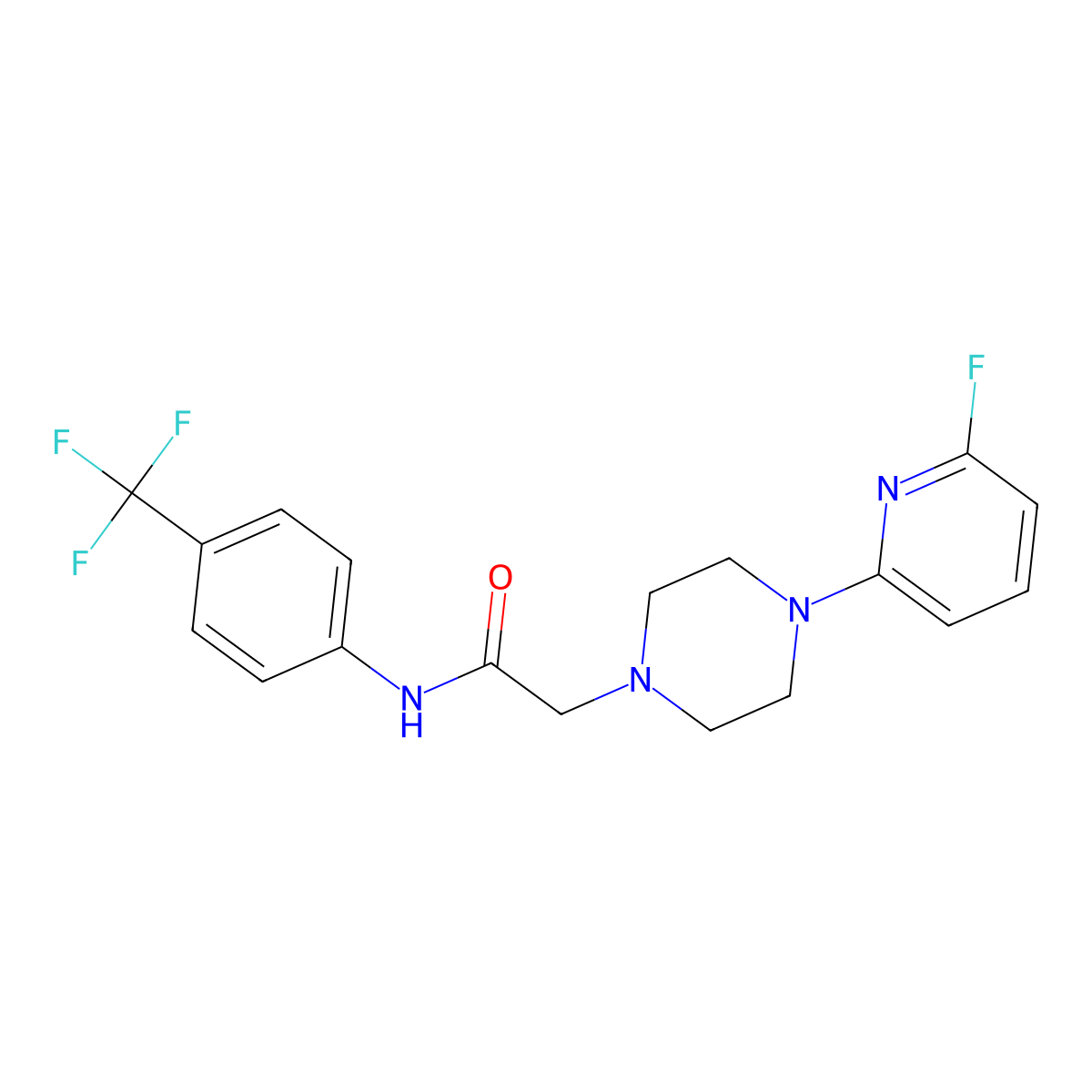 2-[4-(6-fluoropyridin-2-yl)piperazin-1-yl]-N-[4-(trifluoromethyl)phenyl]acetamide molecular structure, CAS 3030865-15-4