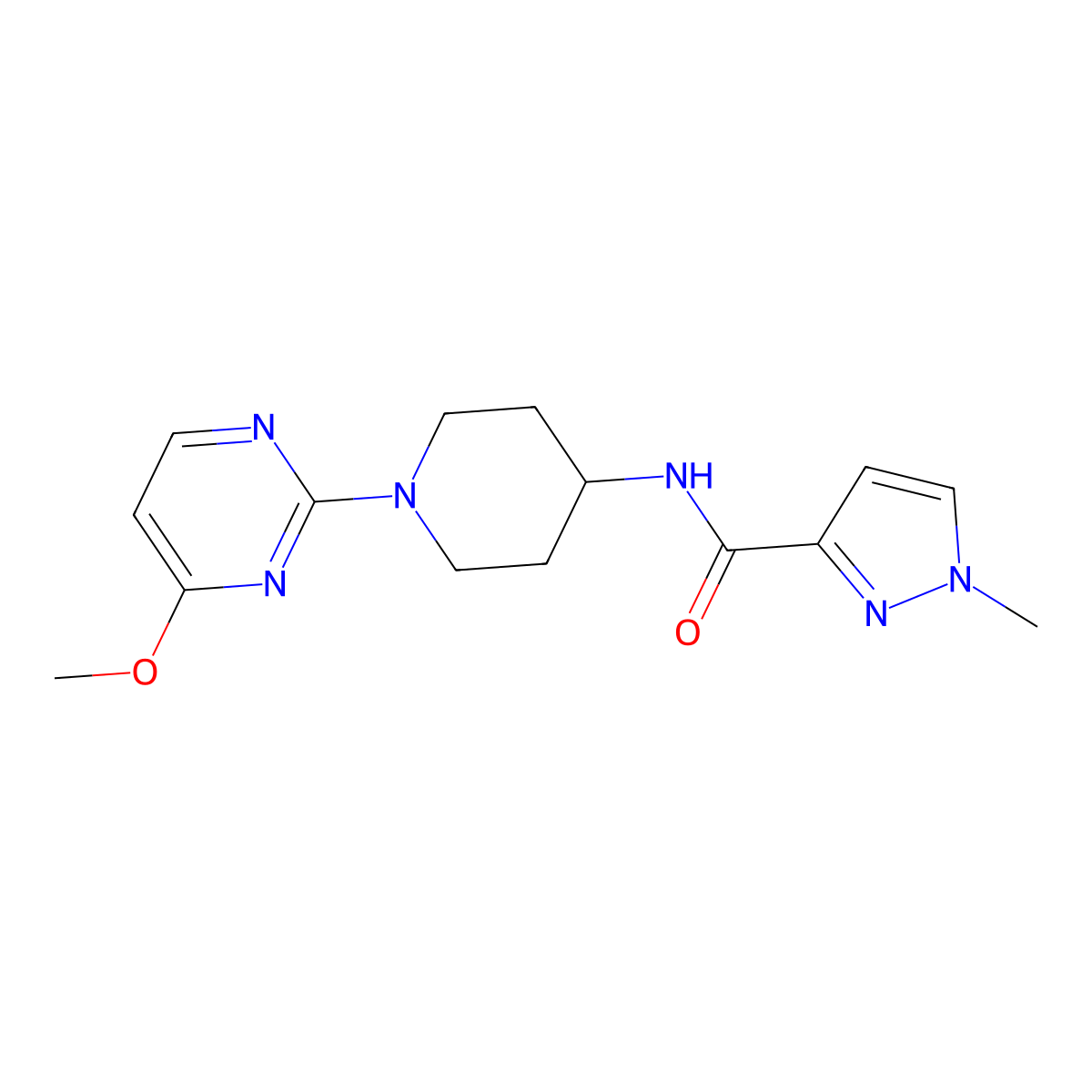 N-[1-(4-methoxypyrimidin-2-yl)piperidin-4-yl]-1-methyl-1H-pyrazole-3-carboxamide molecular structure, CAS 3030865-28-9