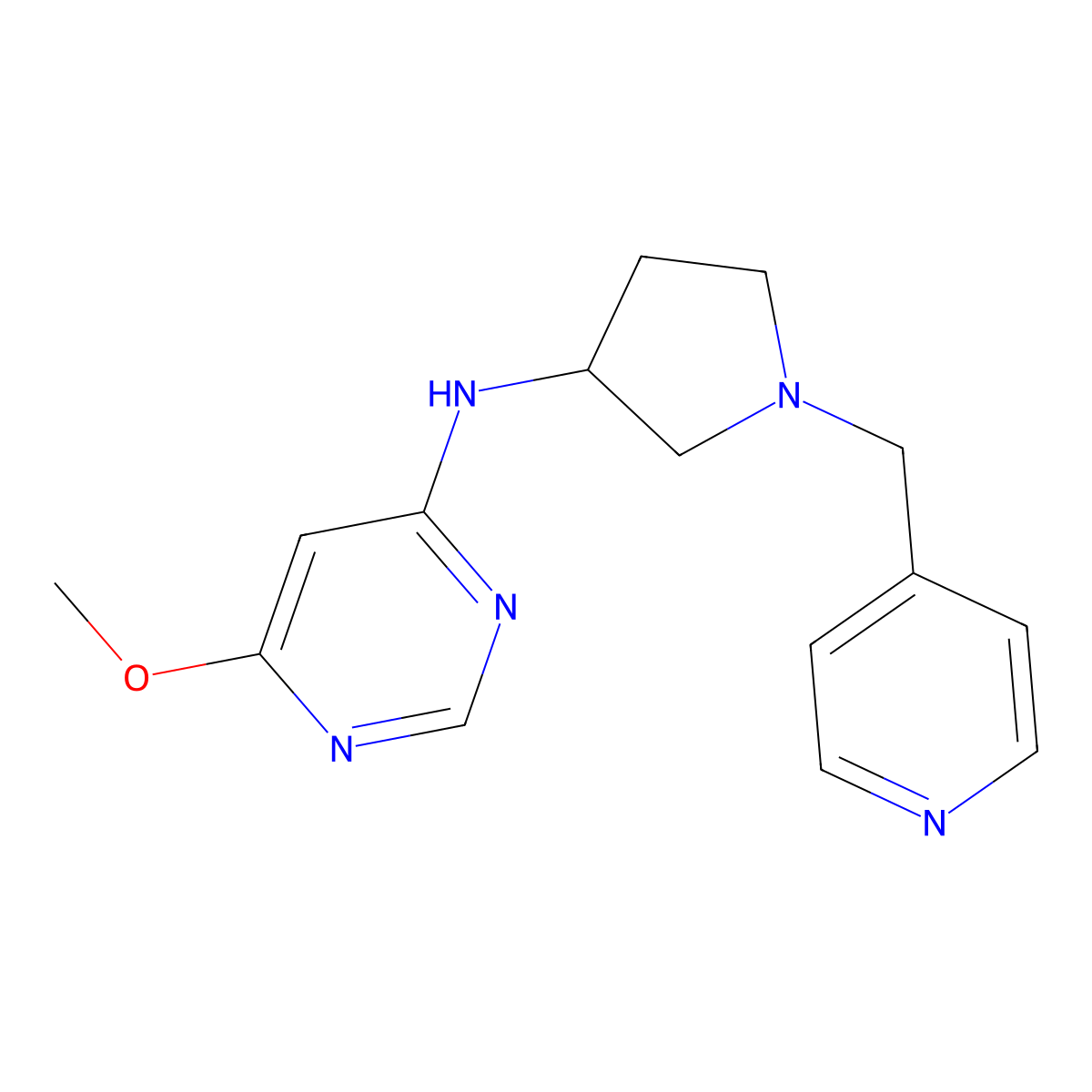 6-methoxy-N-{1-[(pyridin-4-yl)methyl]pyrrolidin-3-yl}pyrimidin-4-amine molecular structure, CAS 3030865-30-3