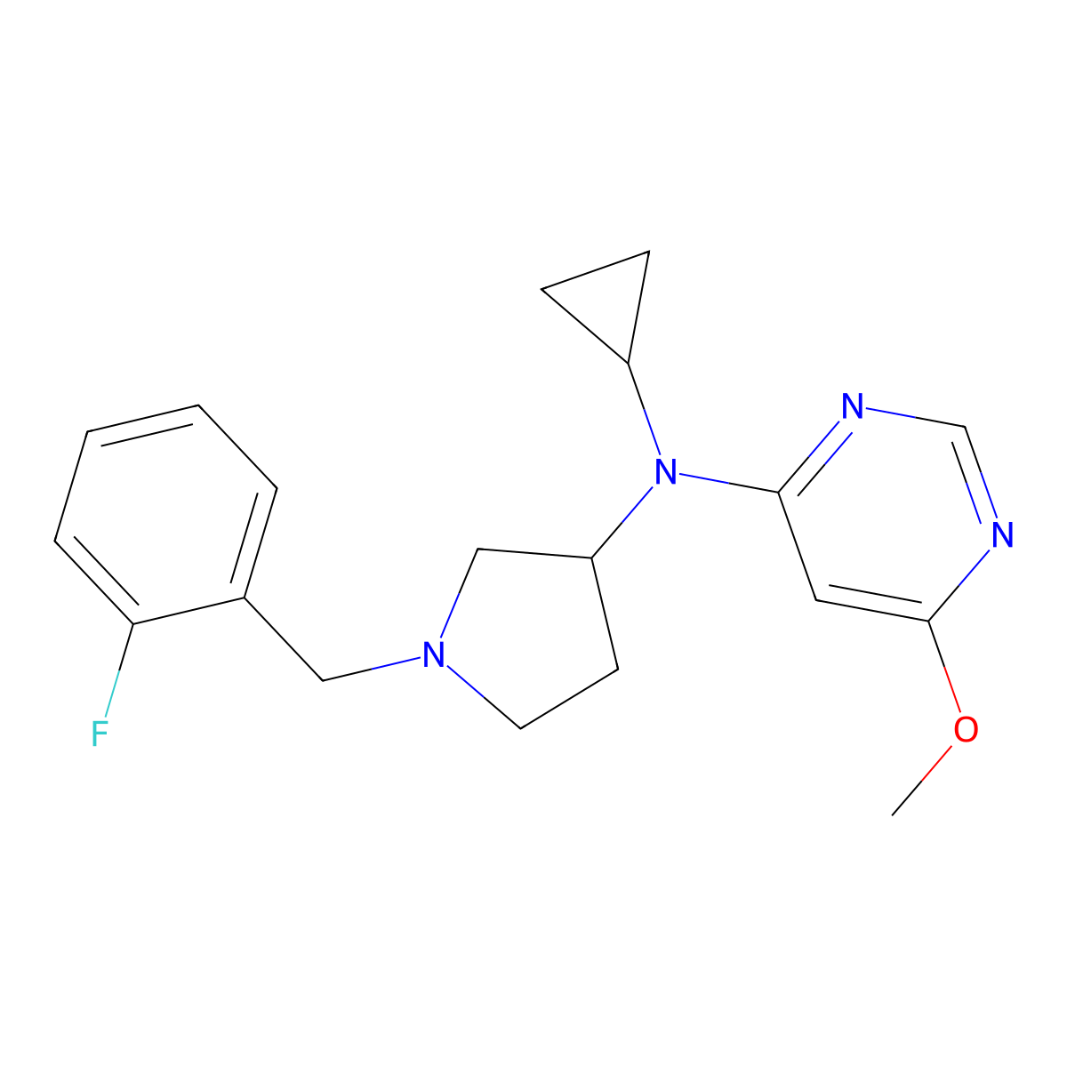 N-cyclopropyl-N-{1-[(2-fluorophenyl)methyl]pyrrolidin-3-yl}-6-methoxypyrimidin-4-amine molecular structure, CAS 3030865-32-5