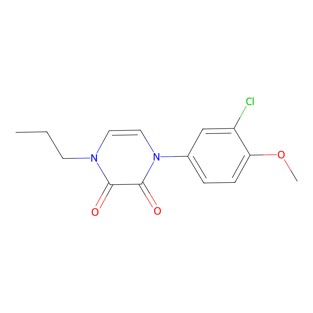 1-(3-Chloro-4-methoxyphenyl)-4-propyl-1,2,3,4-tetrahydropyrazine-2,3-dione molecular structure, CAS 3030865-38-1