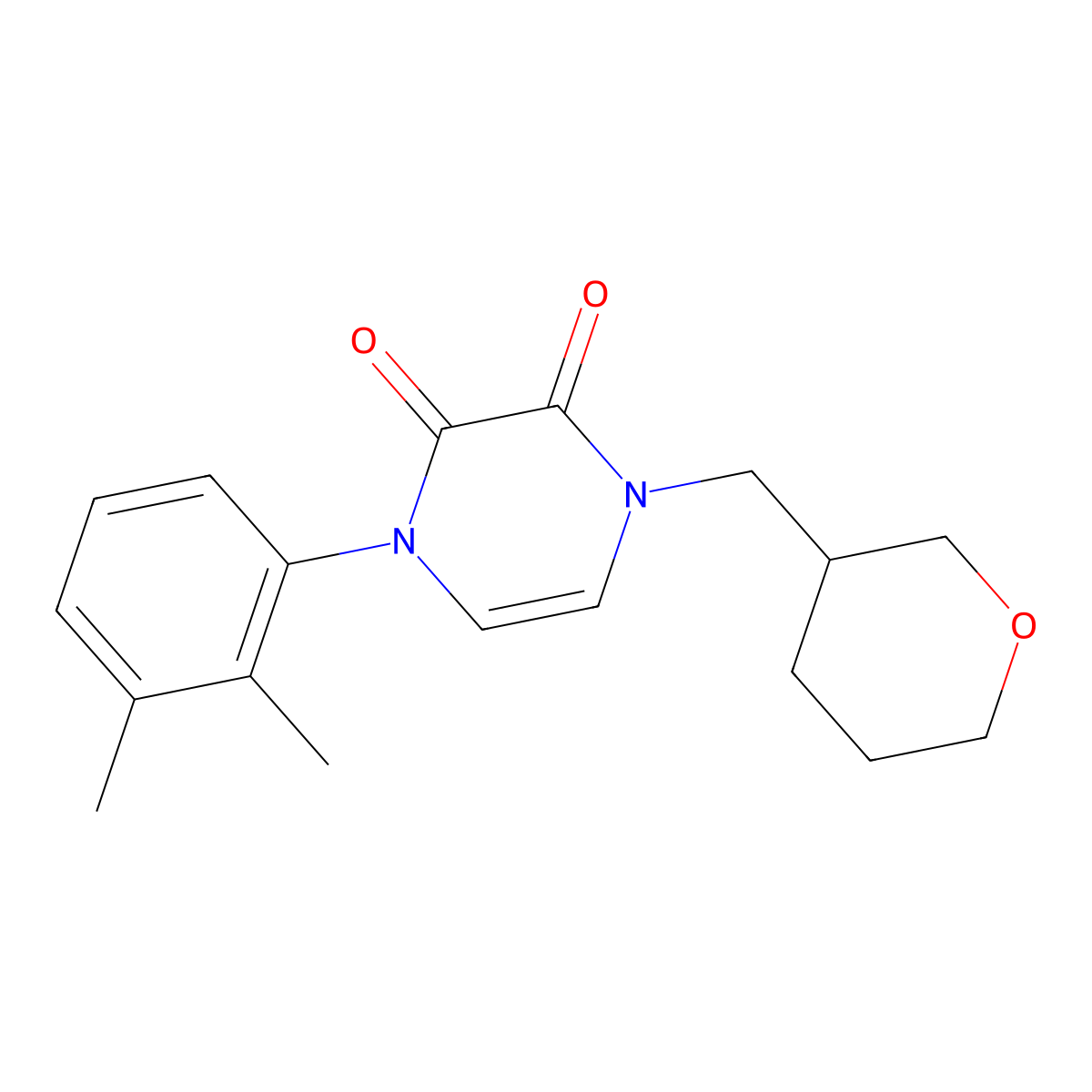 1-(2,3-Dimethylphenyl)-4-[(oxan-3-yl)methyl]-1,2,3,4-tetrahydropyrazine-2,3-dione molecular structure, CAS 3030865-44-9