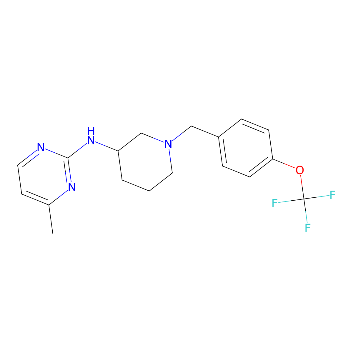 4-methyl-N-(1-{[4-(trifluoromethoxy)phenyl]methyl}piperidin-3-yl)pyrimidin-2-amine molecular structure, CAS 3030865-46-1