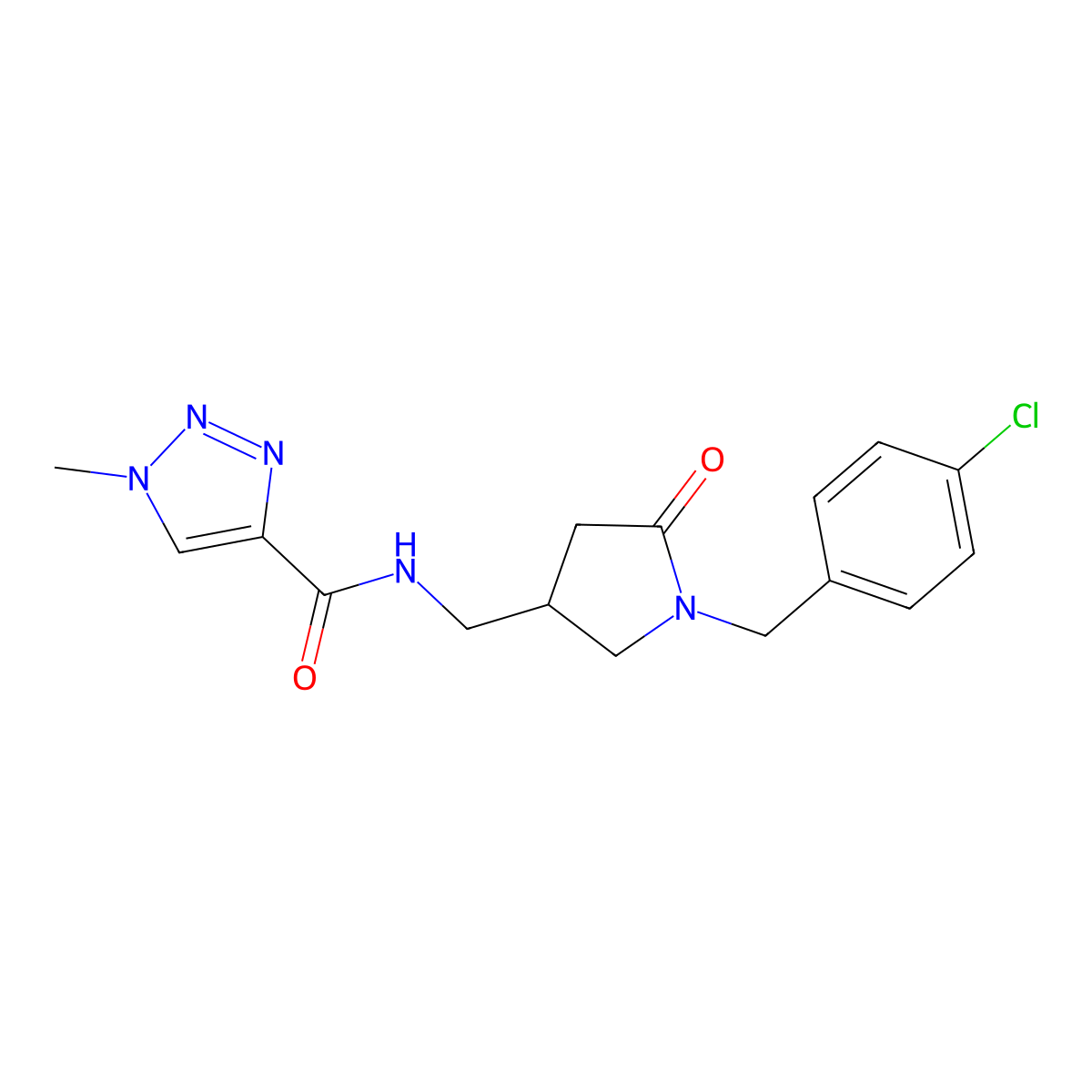 N-({1-[(4-chlorophenyl)methyl]-5-oxopyrrolidin-3-yl}methyl)-1-methyl-1H-1,2,3-triazole-4-carboxamide molecular structure, CAS 3030865-58-5