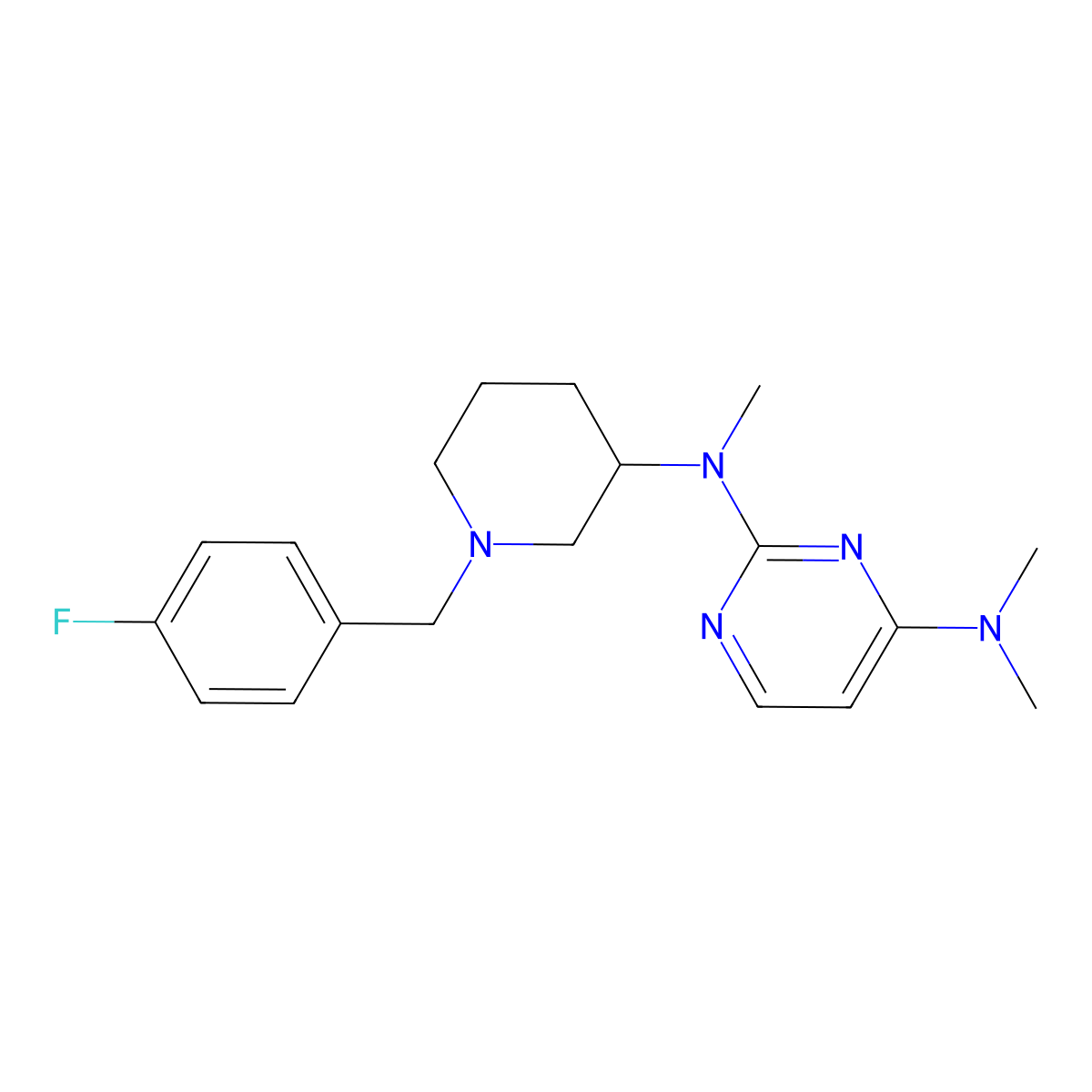 N2-{1-[(4-fluorophenyl)methyl]piperidin-3-yl}-N2,N4,N4-trimethylpyrimidine-2,4-diamine molecular structure, CAS 3030865-59-6