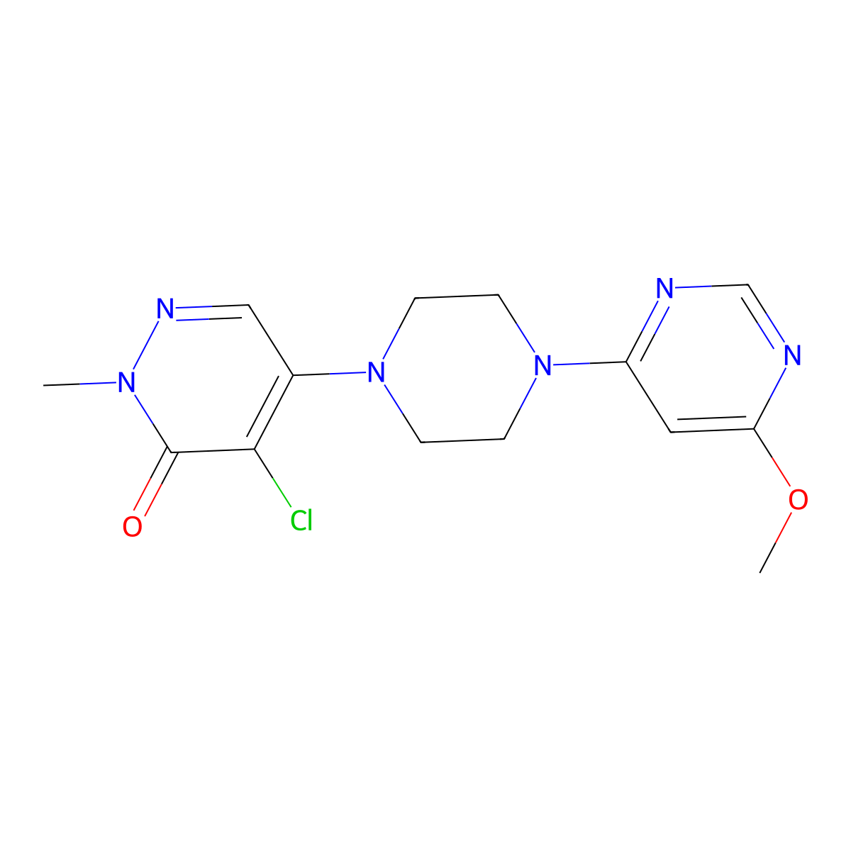 4-Chloro-5-[4-(6-methoxypyrimidin-4-yl)piperazin-1-yl]-2-methyl-2,3-dihydropyridazin-3-one molecular structure, CAS 3030865-61-0