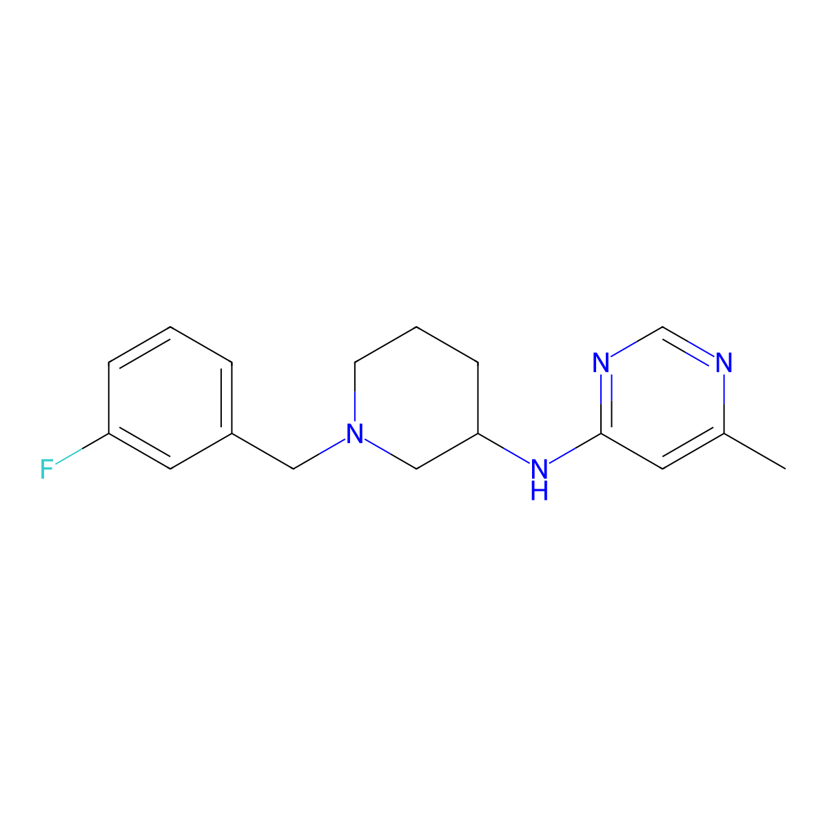 N-{1-[(3-fluorophenyl)methyl]piperidin-3-yl}-6-methylpyrimidin-4-amine molecular structure, CAS 3030865-64-3