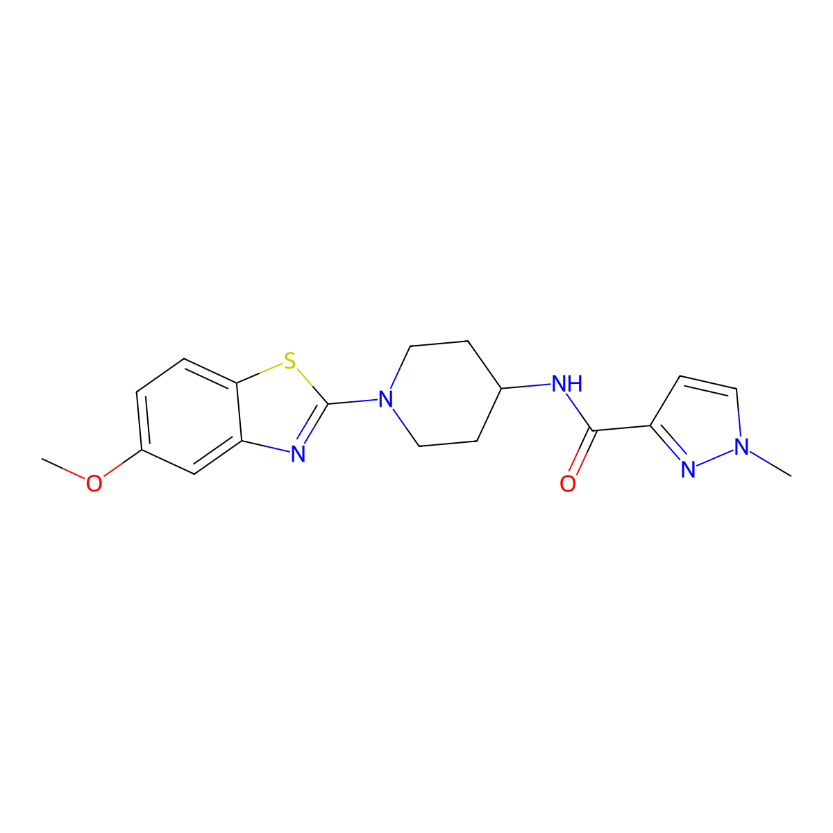 N-[1-(5-methoxy-1,3-benzothiazol-2-yl)piperidin-4-yl]-1-methyl-1H-pyrazole-3-carboxamide molecular structure, CAS 3030865-68-7