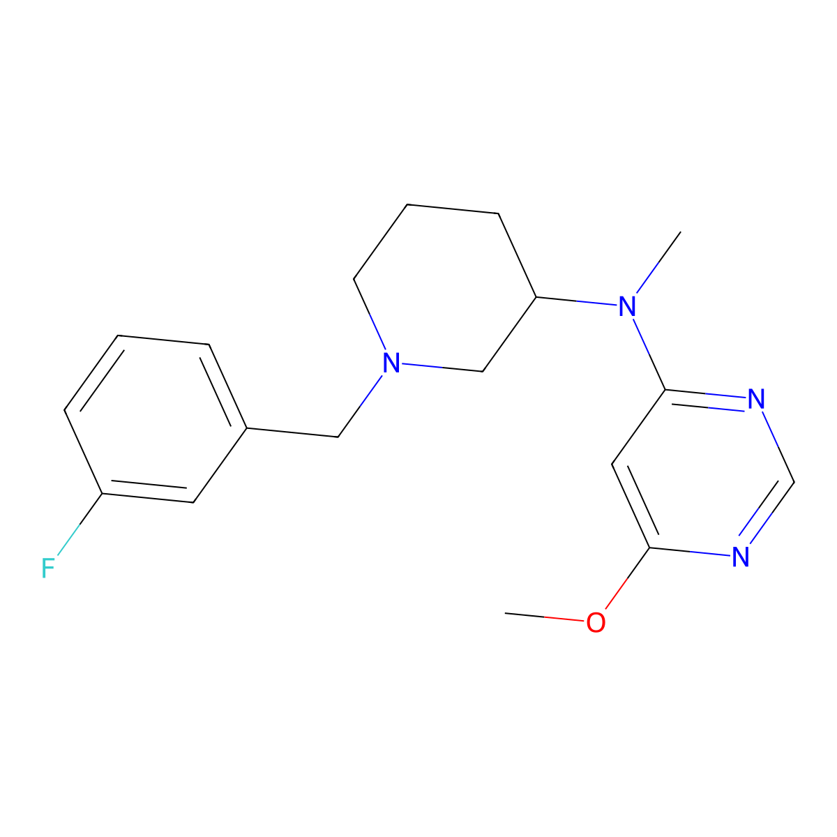 N-{1-[(3-fluorophenyl)methyl]piperidin-3-yl}-6-methoxy-N-methylpyrimidin-4-amine molecular structure, CAS 3030865-73-4