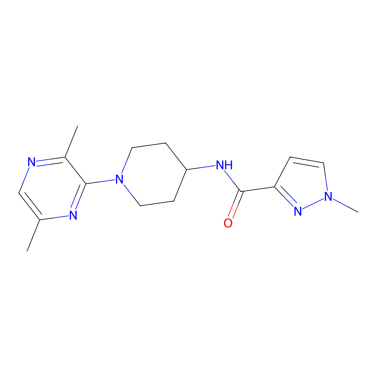 N-[1-(3,6-dimethylpyrazin-2-yl)piperidin-4-yl]-1-methyl-1H-pyrazole-3-carboxamide molecular structure, CAS 3030865-75-6