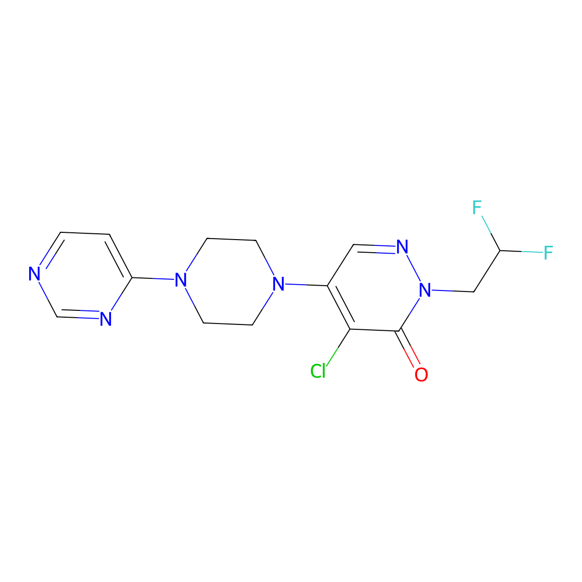 4-Chloro-2-(2,2-difluoroethyl)-5-[4-(pyrimidin-4-yl)piperazin-1-yl]-2,3-dihydropyridazin-3-one molecular structure, CAS 3030865-78-9
