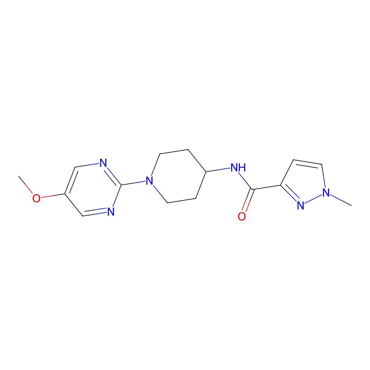 N-[1-(5-methoxypyrimidin-2-yl)piperidin-4-yl]-1-methyl-1H-pyrazole-3-carboxamide molecular structure, CAS 3030865-85-8