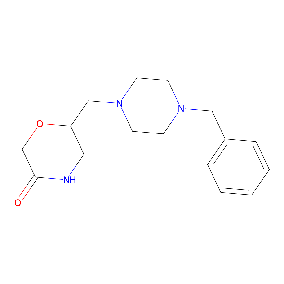 6-[(4-Benzylpiperazin-1-yl)methyl]morpholin-3-one molecular structure, CAS 3030866-00-0