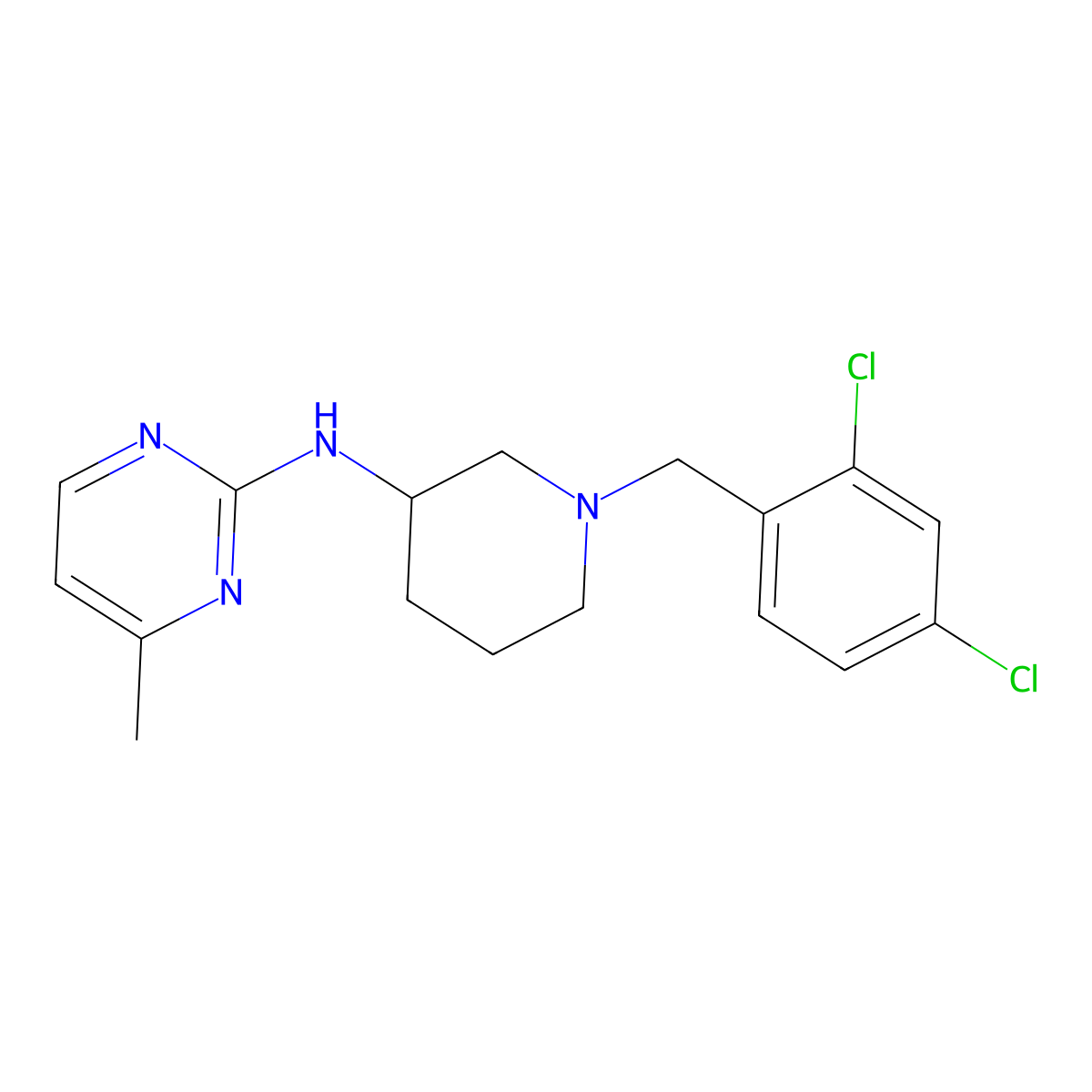 N-{1-[(2,4-dichlorophenyl)methyl]piperidin-3-yl}-4-methylpyrimidin-2-amine molecular structure, CAS 3030866-04-4