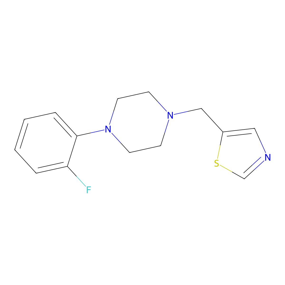 1-(2-Fluorophenyl)-4-[(1,3-thiazol-5-yl)methyl]piperazine molecular structure, CAS 3030866-08-8
