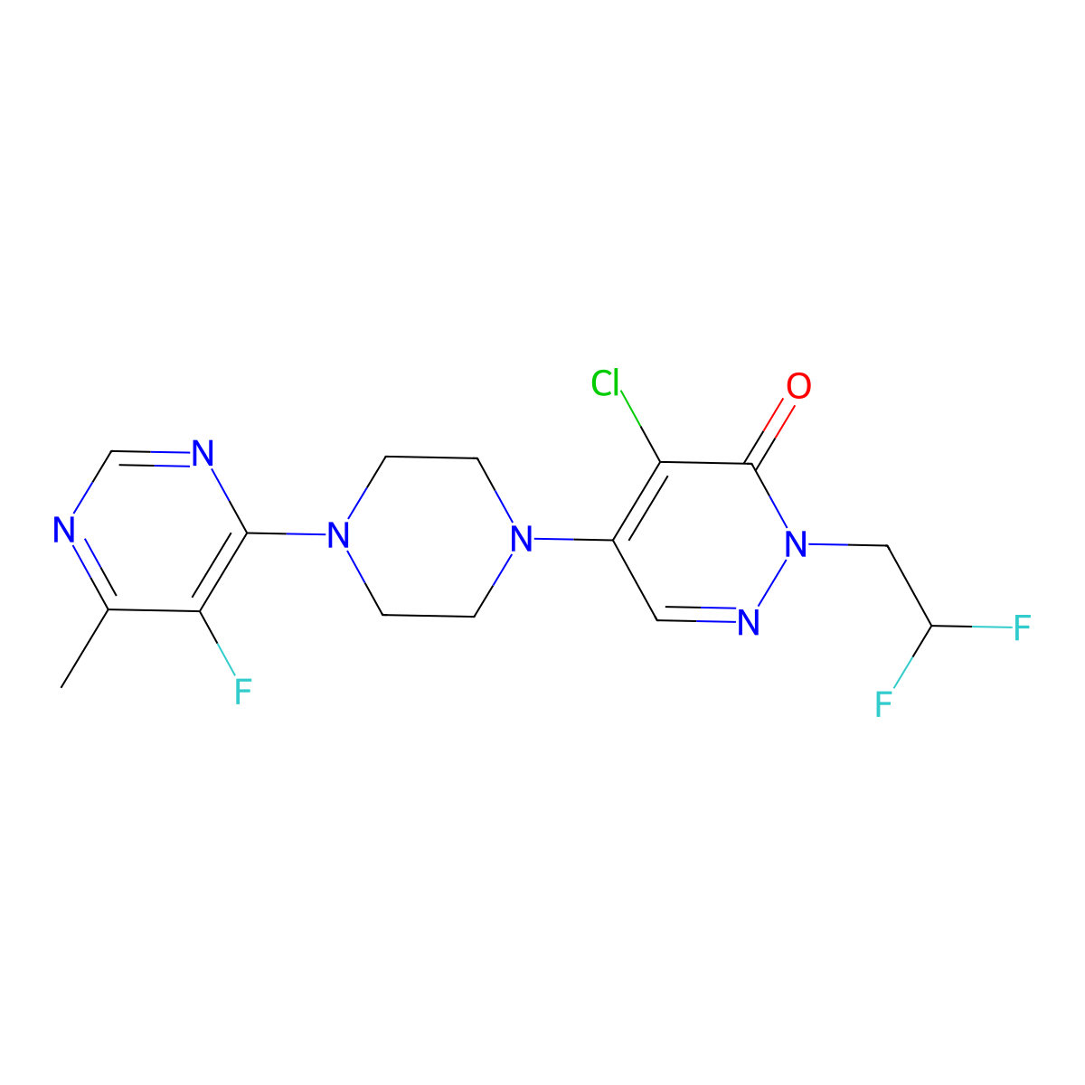 4-Chloro-2-(2,2-difluoroethyl)-5-[4-(5-fluoro-6-methylpyrimidin-4-yl)piperazin-1-yl]-2,3-dihydropyridazin-3-one molecular structure, CAS 3030866-12-4