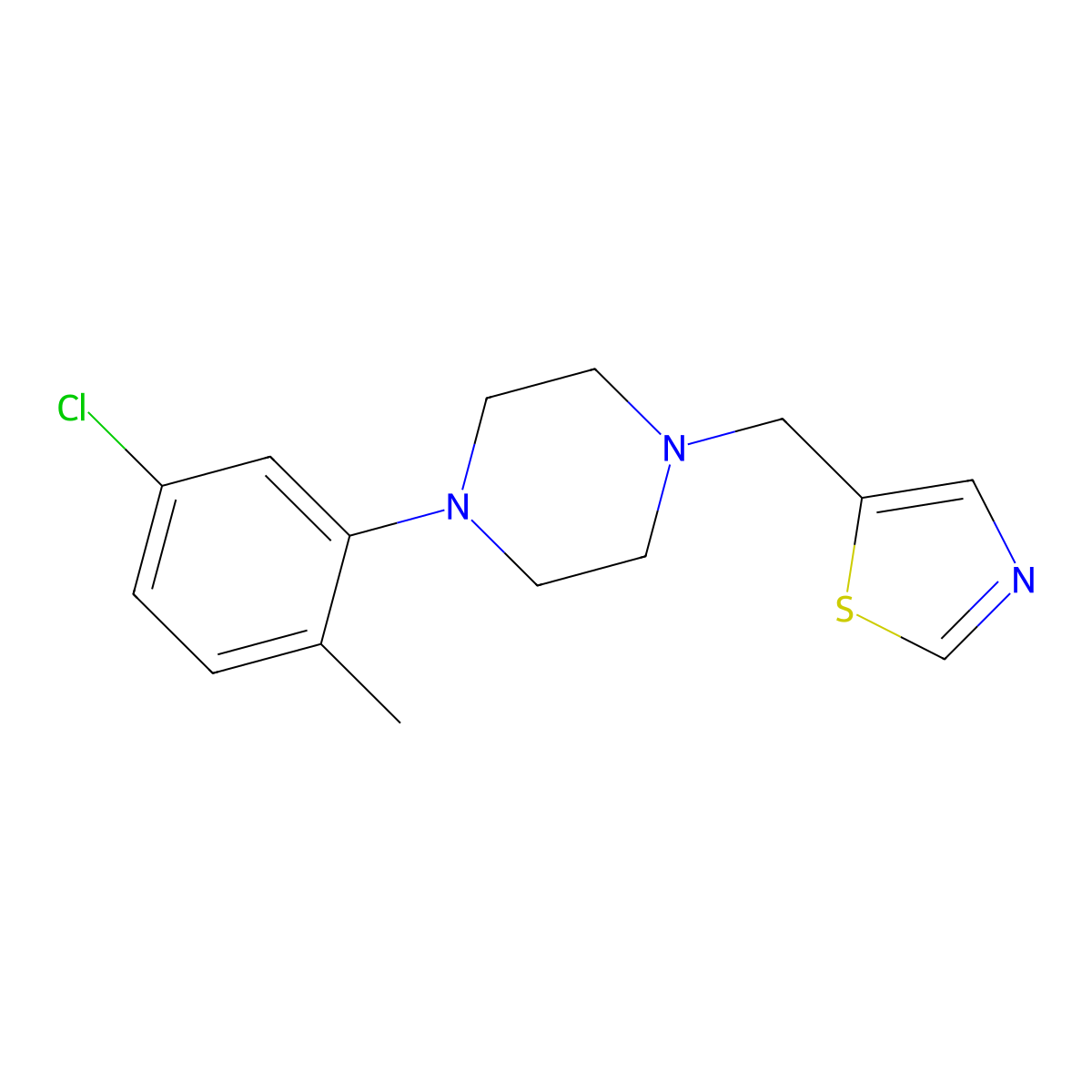 1-(5-Chloro-2-methylphenyl)-4-[(1,3-thiazol-5-yl)methyl]piperazine molecular structure, CAS 3030866-15-7