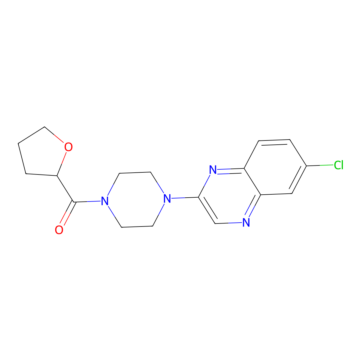 6-Chloro-2-[4-(oxolane-2-carbonyl)piperazin-1-yl]quinoxaline molecular structure, CAS 3030866-21-5