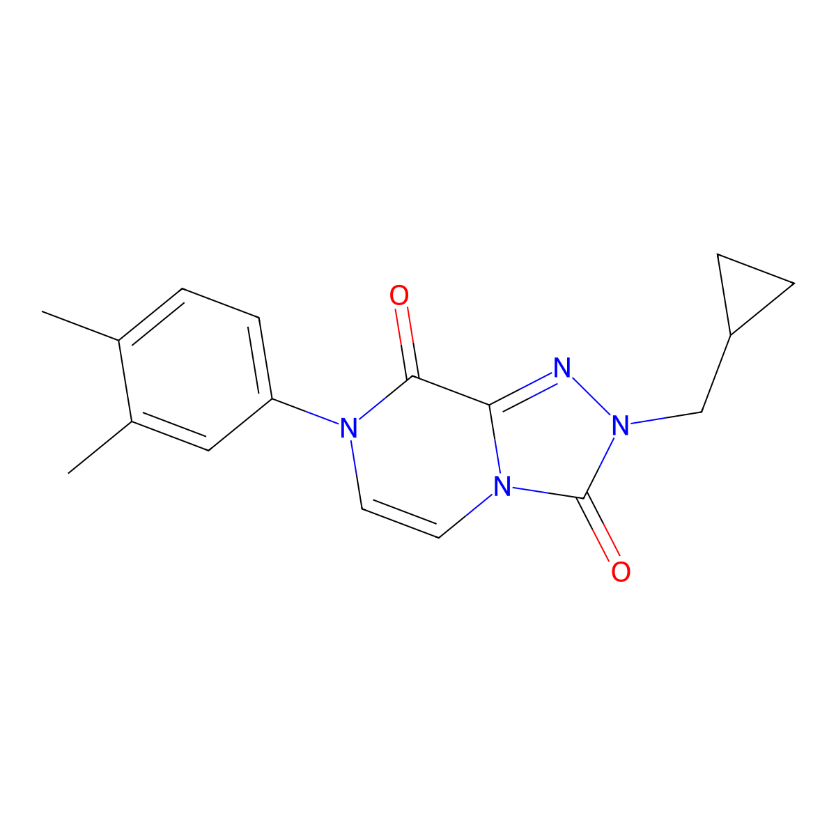 2-(cyclopropylmethyl)-7-(3,4-dimethylphenyl)-2H,3H,7H,8H-[1,2,4]triazolo[4,3-a]pyrazine-3,8-dione molecular structure, CAS 3030866-22-6