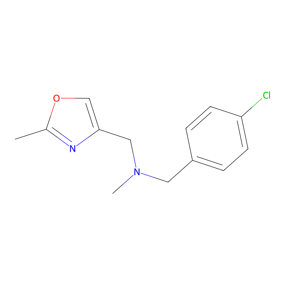 [(4-Chlorophenyl)methyl](methyl)[(2-methyl-1,3-oxazol-4-yl)methyl]amine molecular structure, CAS 3030866-40-8