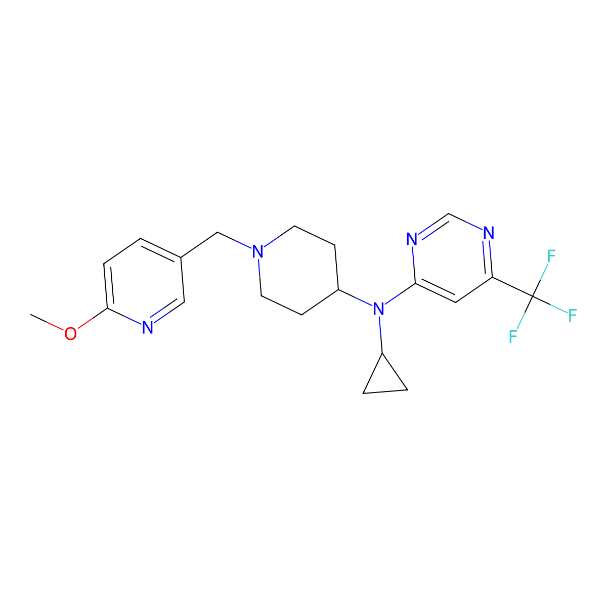 N-cyclopropyl-N-{1-[(6-methoxypyridin-3-yl)methyl]piperidin-4-yl}-6-(trifluoromethyl)pyrimidin-4-amine molecular structure, CAS 3030866-53-3