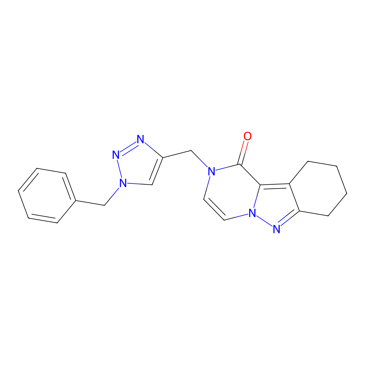 2-[(1-Benzyltriazol-4-yl)methyl]-7,8,9,10-tetrahydropyrazino[1,2-b]indazol-1-one molecular structure, CAS 3030866-64-6