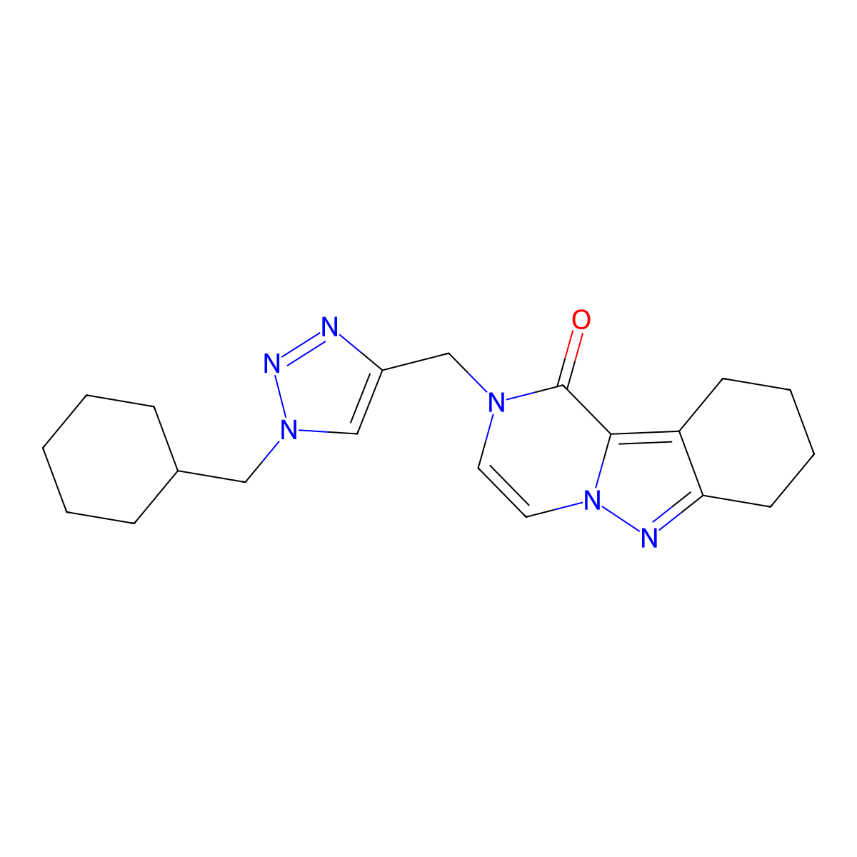 2-[[1-(Cyclohexylmethyl)triazol-4-yl]methyl]-7,8,9,10-tetrahydropyrazino[1,2-b]indazol-1-one molecular structure, CAS 3030866-69-1